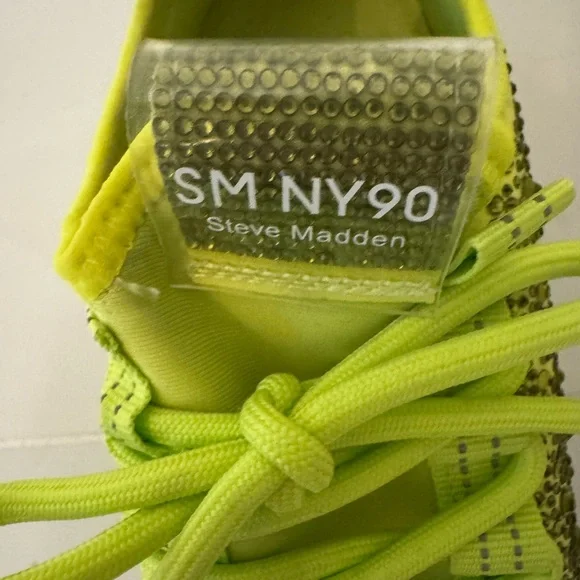 Steve Madden MAXIMA Lace Up Rhinestone Neon Green Chunky Heel Sneakers Size 8 - Picture 11 of 14